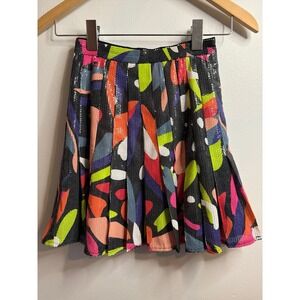 Olivia Rubin Poppy Abstract Vibrant Floral Sequin Women's Pleated Mini Skirt